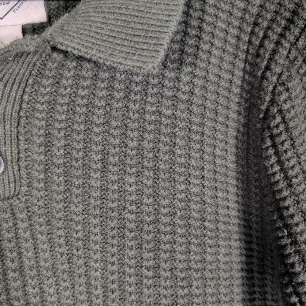 St John's Bay Sweater Mens Green Heavy  Knit Blend  Sz Large